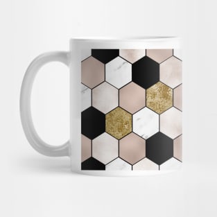 Black rose carat and marble hexagons Mug